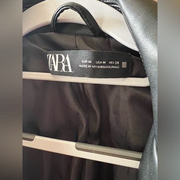 Zara Black faux Leather Jacket - Picture 3 of 7
